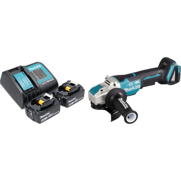 Smerigliatrice Angolare A Batteria Makita Dga 520 STX1 18 V 125 Mm X-LOCK Brushless + 2X Batteria Ricaricabile 5,0 Ah + Caricatore-image