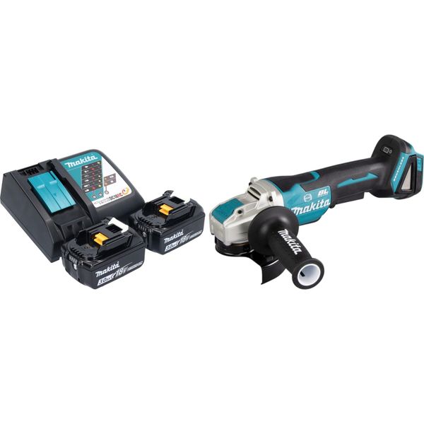 Smerigliatrice Angolare A Batteria Makita Dga 520 RFX1 18 V 125 Mm X-LOCK Brushless + 2X Batteria Ricaricabile 3,0 Ah + Caricabatterie-image