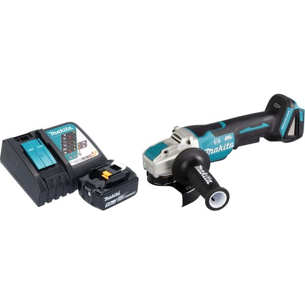 Smerigliatrice Angolare A Batteria Makita Dga 520 RT1X1 18 V 125 Mm X-LOCK Brushless + 1X Batteria Ricaricabile 5.0 Ah + Caricabatterie-image