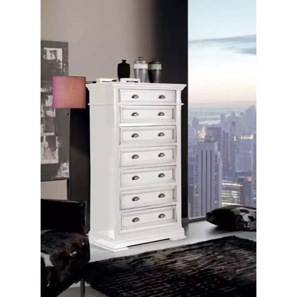 Cassettiera In Legno Mobile Credenza Soggiorno Bianco Cassettiera 7 Cassetti-image