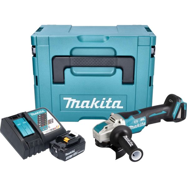 Smerigliatrice Angolare A Batteria Makita Dga 520 RF1JX1 18 V 125 Mm X-LOCK Brushless + 1X Batteria Ricaricabile 3,0 Ah + Caricabatterie + Makpac-image