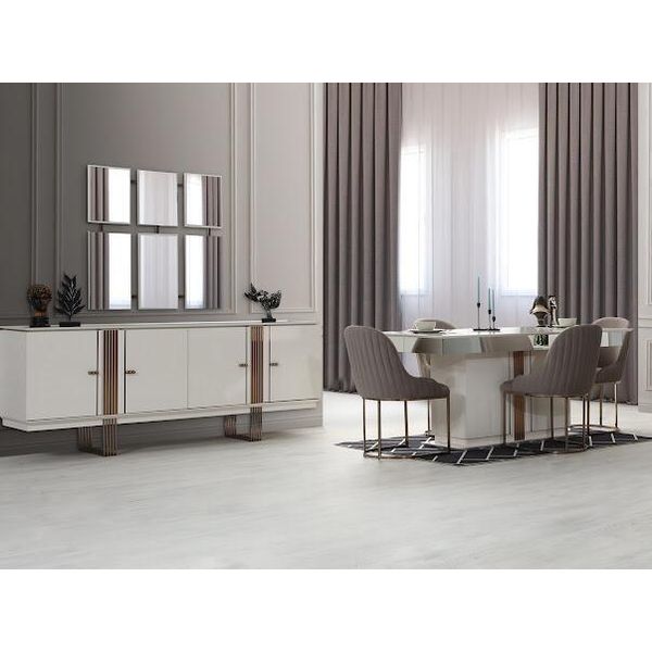 Sala Da Pranzo Set Di 6 Pezzi Tavolo Da Pranzo Credenza 4X Sedie Design Moderno Novità-image