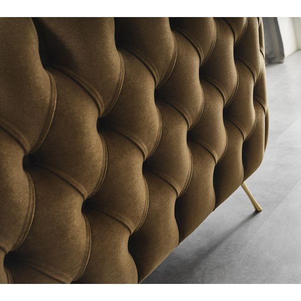 Set Divano Chesterfield Divano 3 Posti Poltrona Blu Poliestere Set 2 Pezzi-image
