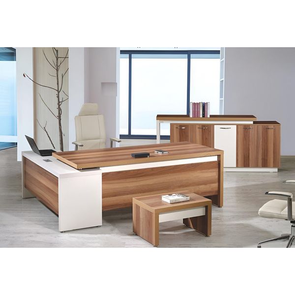 Scrivania Ad Angolo Set Completo Di Scrivanie Per Ufficio 3 Pezzi Mobili Da Ufficio In Legno Marrone-image