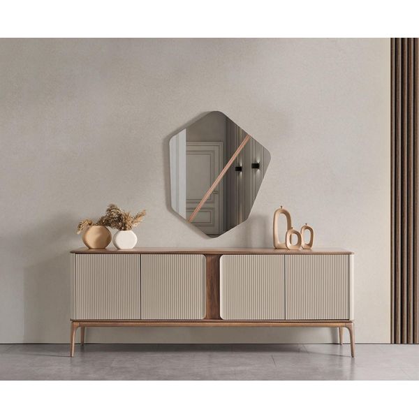 Cassettiera A Specchio Cassettiera In Legno Set Cassettiera Soggiorno Beige-image
