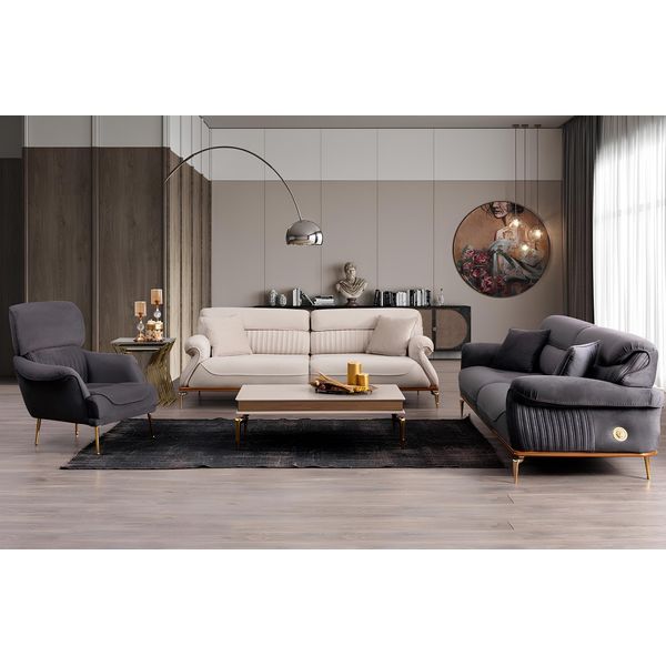 Set Da Salotto Moderno Composto Da 2X Divani A 3 Posti E Poltrona 3 Pezzi.-image