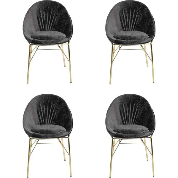 Design Di Lusso Sedie 4X Nere Senza Braccioli Sala Da Pranzo Mobili Moderni-image