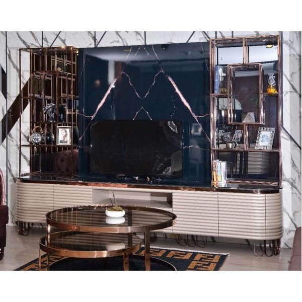 Wonwand Rtv Mobile Tv Basso Beige Mobile Credenza Moderna Legno-image
