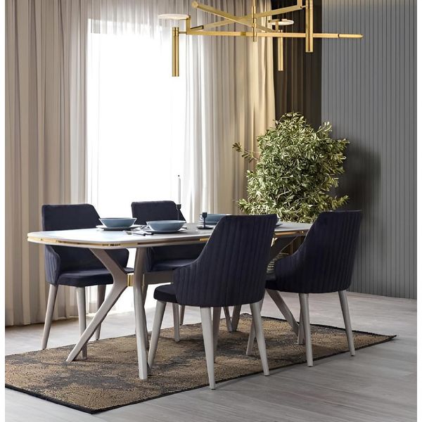 Set Moderno Per Sala Da Pranzo 7 Pezzi Tavolo 6X Sedie Set Moderno Per Sala Da Pranzo-image