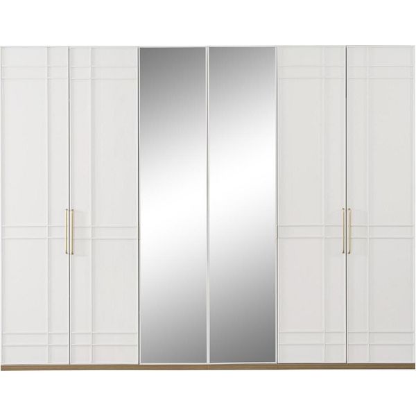 Armadi Armadio Bianco Legno Specchio 6 Ante Nuovo-image