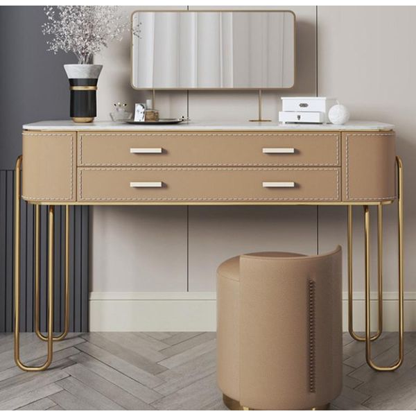 Tavola Da Toilette Marrone Tavola Da Toilette Di Design Con Cassetti Mobili Di Lusso-image