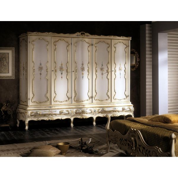Armadio Nuovo Armadio Multiuso A 5 Ante Cassetti Colonna Legno Bianco-image