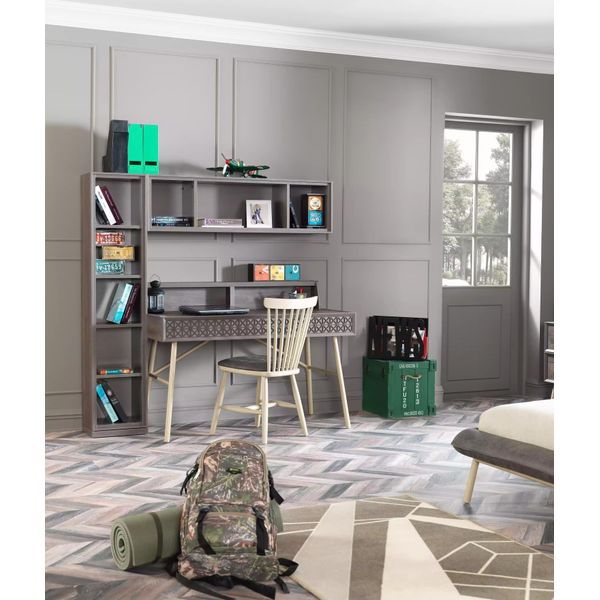 Set Di Scrivanie Per Computer 3 Pezzi Scrivania Libreria Legno Grigio Ripiani Tavolo-image