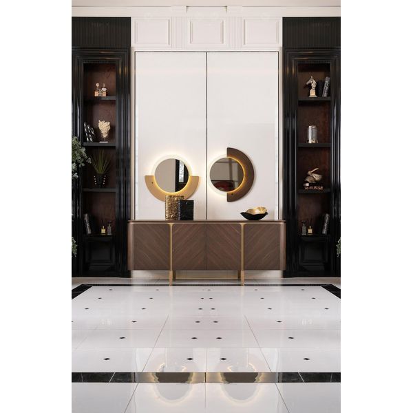 Credenza Cassettiera A Specchio Set Credenza In Legno Marrone Sala Da Pranzo-image