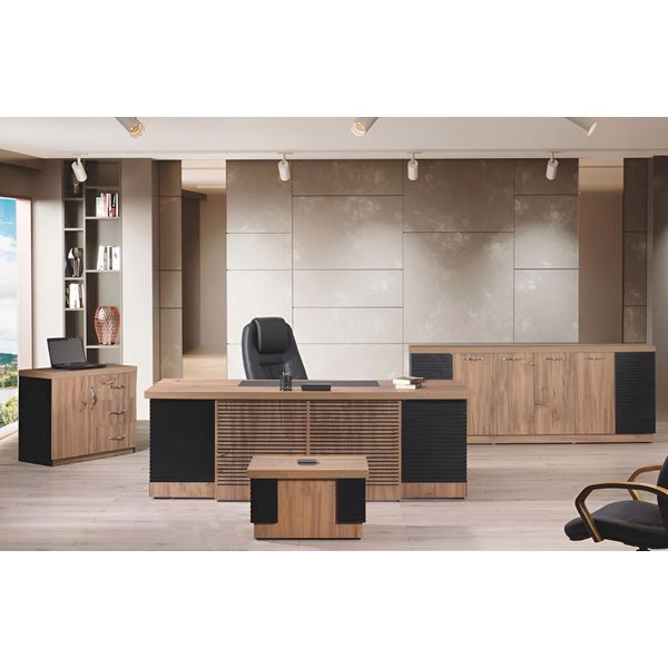 Mobili Per Ufficio Scrivania Per Ufficio Set Di Scrivanie 4 Pezzi In Legno Marrone-image