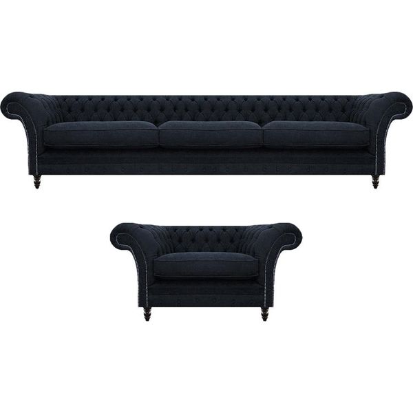 Set Di Divani Di Design Set Di Divani A Tre Posti Poltrona Mobili Imbottiti Nuovo Chesterfield-image
