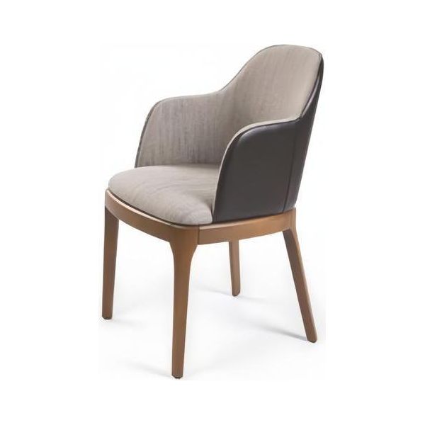 Poltrona Sedia Sedia Imbottita Design Moderno Tessile Grigio Sala Da Pranzo Lusso-image