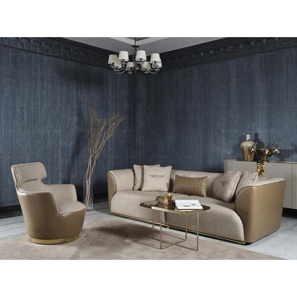 Set Di Divani A Tre Posti Poltrona In Tessuto Divano Imbottito Beige Set Di Divani Imbottiti-image