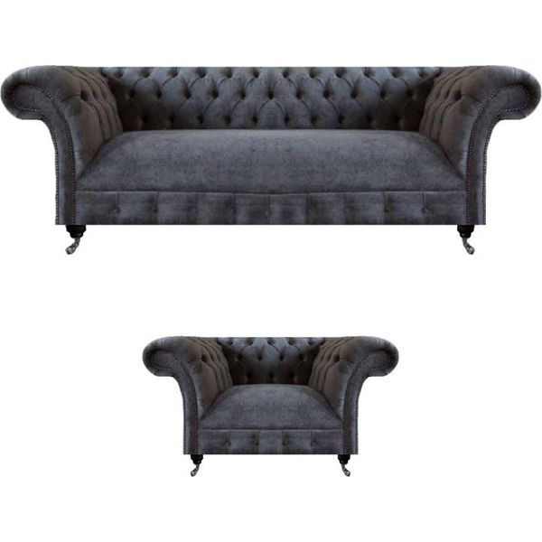 Set Di Divani Imbottiti Divano A Tre Posti Divano Tessile Poltrona Chesterfield-image