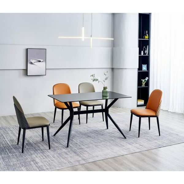 Set Sala Da Pranzo Tavolo Da Pranzo Di Design 4X Sedie Imbottite Mobili In Acciaio Inox 5 Pezzi-image