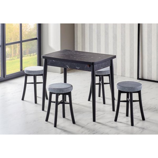 Set Sala Da Pranzo Set Di Alta Qualità Tavolo 4X Sedie Design Mobili Moderni Neri-image