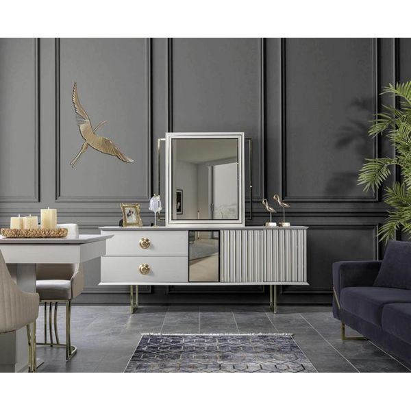 Mobili Di Design Di Alta Qualità Cassettiere Di Lusso Credenza Sala Da Pranzo Moderna Legno Bianco-image