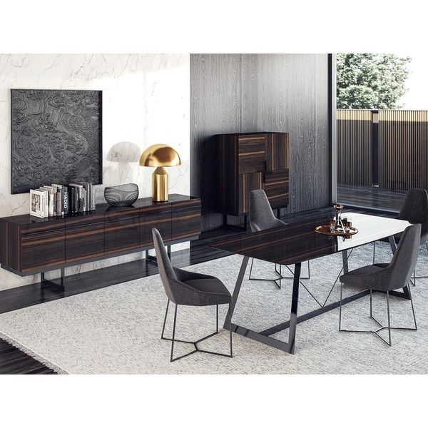 Set Sala Da Pranzo 7 Pezzi Tavolo Da Pranzo Di Lusso 4X Sedie Design Cassettiera Credenza Nuovo-image