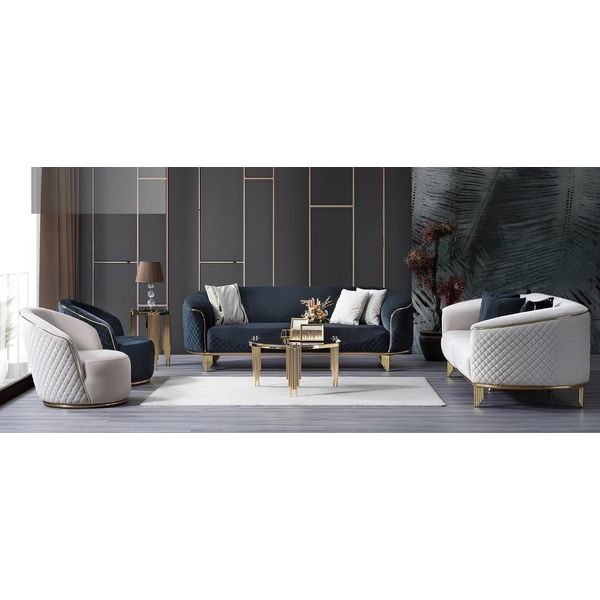 Set Di Divani Di Design 4 Pezzi Divani Da Salotto 3 Posti Divano Poltrona Design Moderno-image