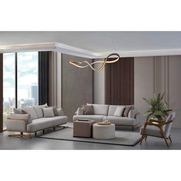 Mobili Soggiorno Colore Chiaro Set 2X Divani 3 Posti E Poltrone 3Pz.-image