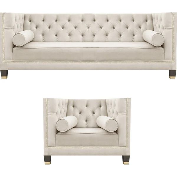 Set Lusso Designer Divano Bianco Divano Tre Posti Poltrona Soggiorno 3+1-image