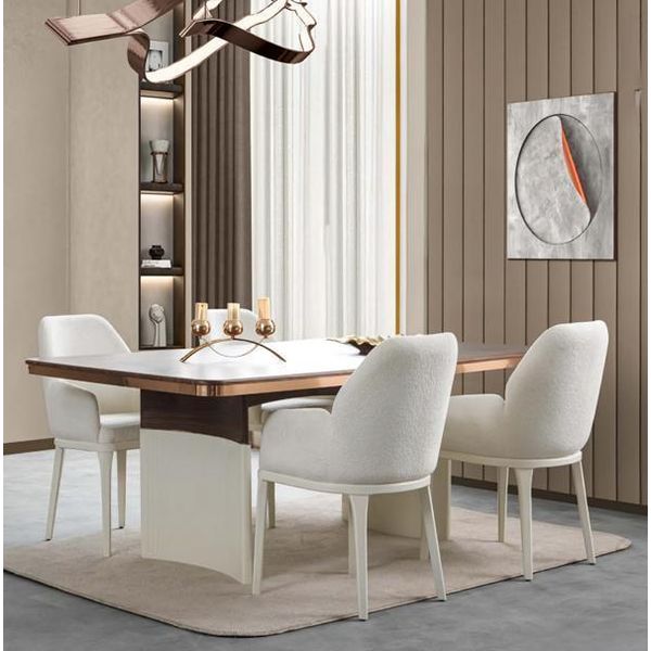 Set Sala Da Pranzo Tavolo Da Pranzo Bianco 4X Sedie Imbottite Mobili Sala Da Pranzo Mobili 5 Pezzi-image