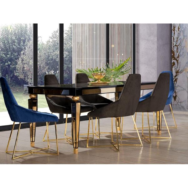 Mobili Eleganti Per La Sala Da Pranzo Tavolo Da Pranzo In Legno Di Lusso 6X Sedie 7Pc Set-image