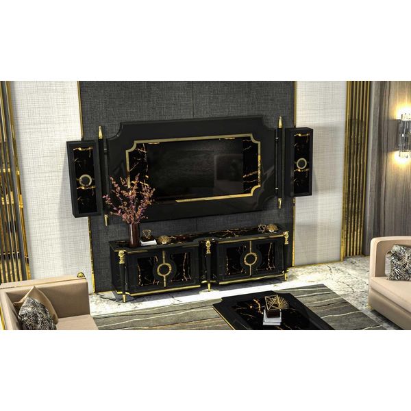 Parete Attrezzata Classica Parete Attrezzata In Stile Gotico Pannello Tv Credenza Rtv-image