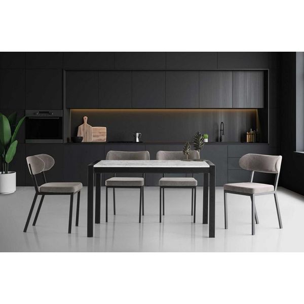 Set Da Pranzo Tavolo Da Sala Da Pranzo Tavolo Da Pranzo Tavolo In Legno Sedie 5Pz Grigio-image