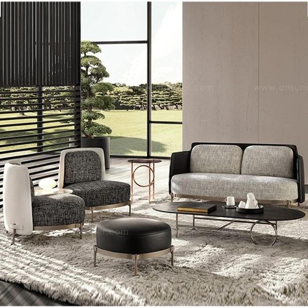 Divano Grigio Di Design Divano Imbottito Xxl 2 Posti Grandi Divani Divani Tessile Pelle-image