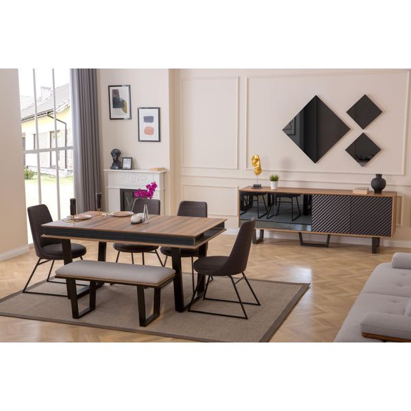 Set Sala Da Pranzo Tavolo Da Pranzo 4х Sedie Panca Credenza Gruppo Da Pranzo 3X Specchio 10 Pz-image
