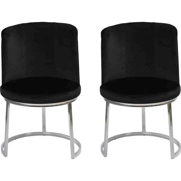 Sedie 2X Di Design Nere Con Gambe In Acciaio Inox Sedie Da Pranzo Moderne-image