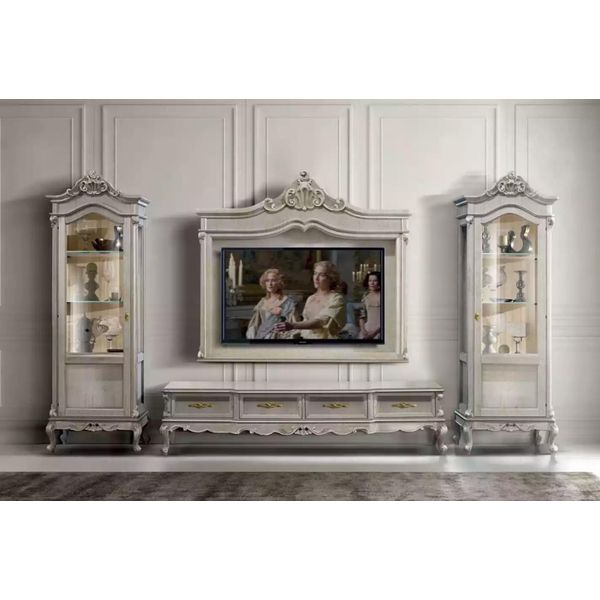 Gruppo Rtv Porta Tv Basso Grigio Set Soggiorno 4 Pezzi Parete Attrezzata Nuovo-image