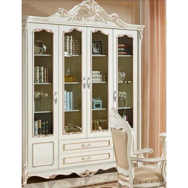 Libreria In Stile Art DéCo Mobile Espositivo Mobile Bianco Mobili Armadi Scaffale Legno-image