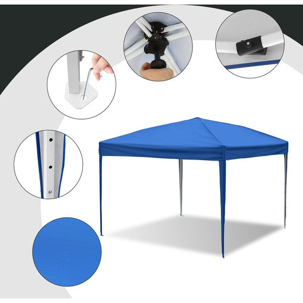 Jayseuw Gazebo Pieghevole 3X3M Blu Tenda Per Feste Protezione Uv Regolabile In Altezza Con Borsa Di Trasporto, Per Campeggio Giardino All'aperto Senza Pareti Laterali-image