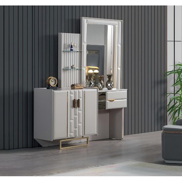 Tavolino Con Specchio Camera Da Letto Nuovi Mobili Di Lusso Design Arredamento-image