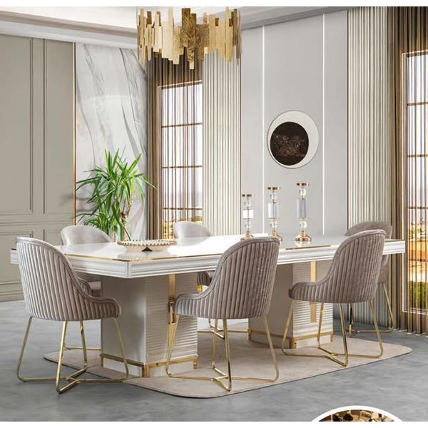 Set Da Sala Da Pranzo Combinazione Di Tavoli Da Pranzo Gruppo Da Pranzo Set Di Tavoli E Sedie Zona Pranzo 7 Pezzi-image