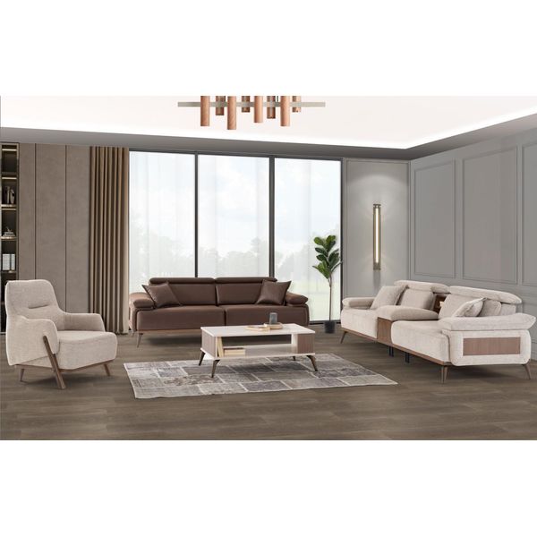 Set Di Divani Eleganti Di Design A Quattro Posti Poltrona Di Lusso A Tre Posti In Tessuto-image