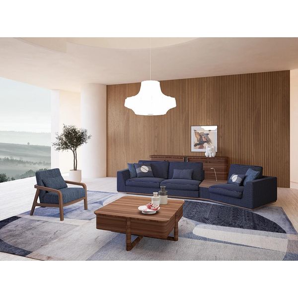 Set Di Divani Blu A Tre Posti Poltrone Da Salotto Design Moderno Tessile-image