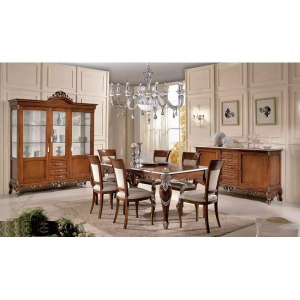 Tavolo Da Pranzo 6X Sedie Sala Da Pranzo Gruppo Da Pranzo Credenza Classica 9 Pezzi-image
