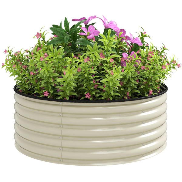 Letto Rialzato Outsunny In Acciaio, Letto Di Piantagione Telaio Freddo Letto Da Giardino Fioriera Impilabile 120X120X43Cm-image