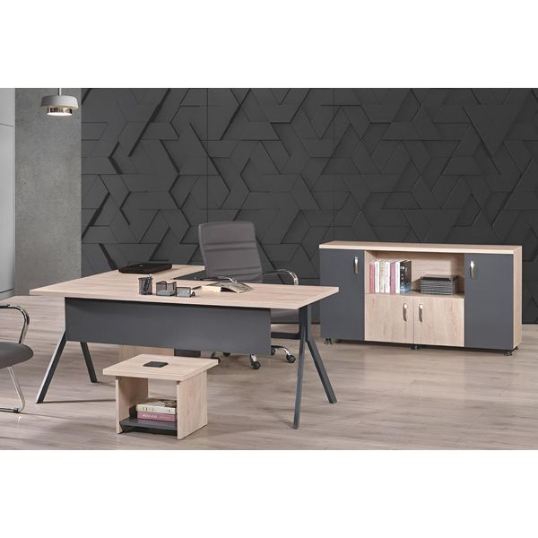 Mobili Per Ufficio Completi Scrivania Per Ufficio Ad Angolo Set Di Scrivanie Per Ufficio 3 Pezzi Legno Grigio-image
