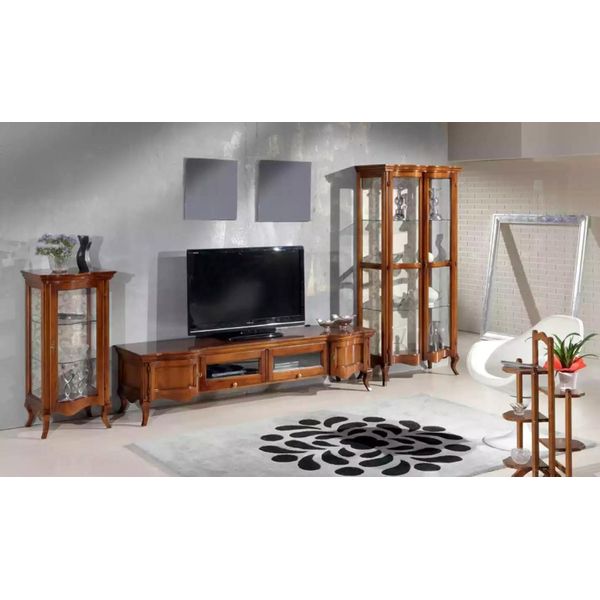 Mobili In Stile Italiano Per Il Soggiorno Set Di 3 Pezzi Classici 2X Vetrinetta Marrone-image