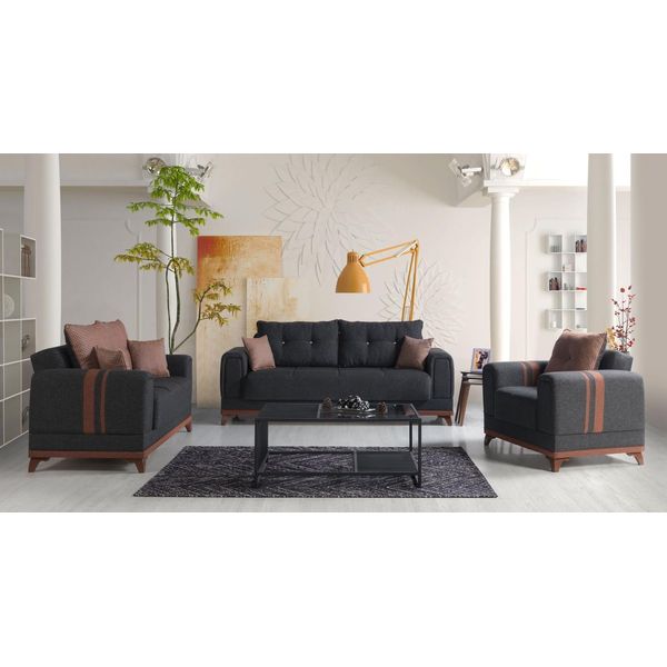 Set Di Divani Grigi 3+2+1 Posti Set Completo Di Poltrone Relax 3 Pz.-image