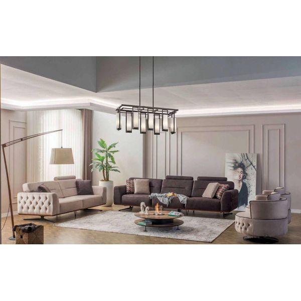 Poltrona Chesterfield Wing Chair Tessuto Soggiorno Poliestere Bianco Posti A Sedere-image